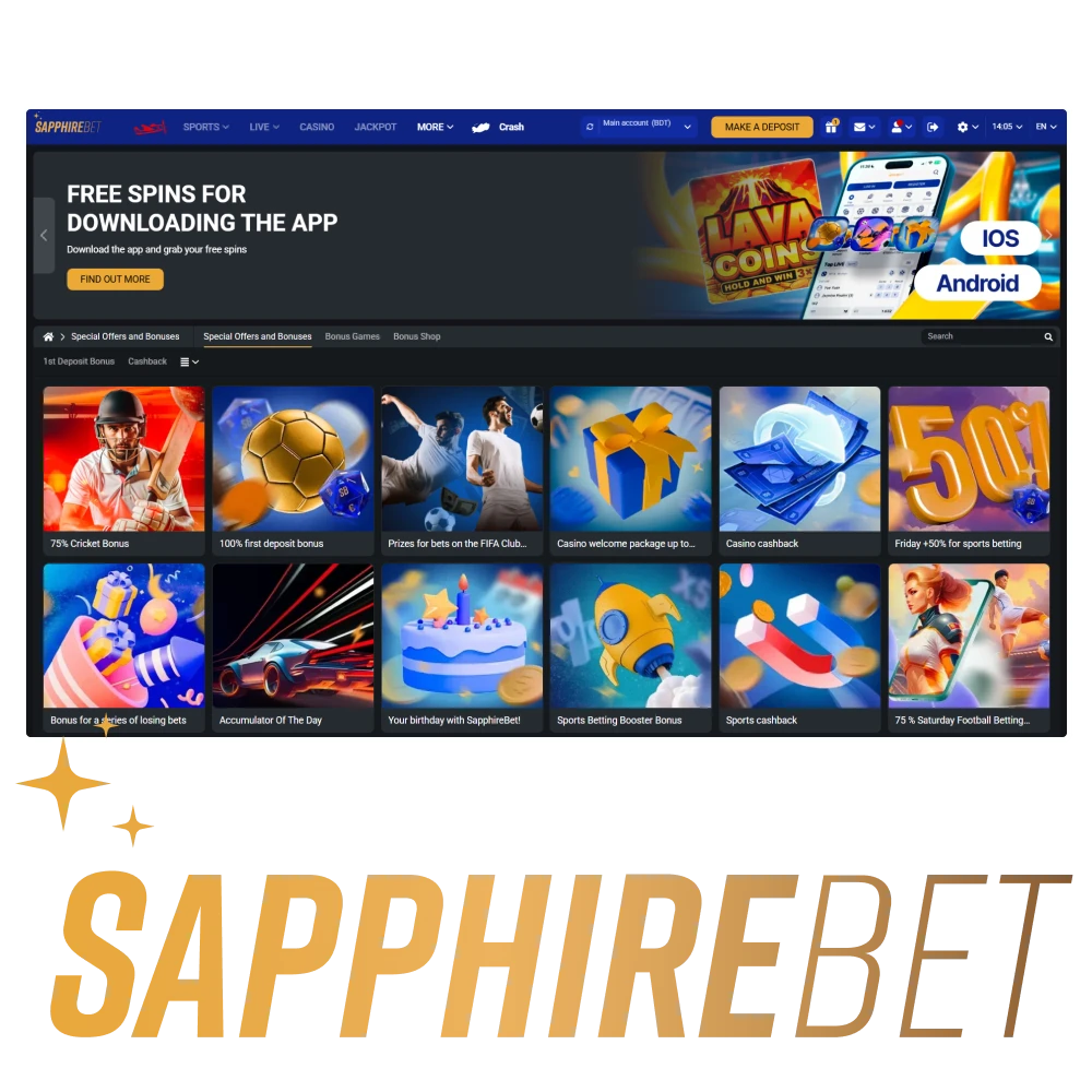 At SapphireBet, you can get lots of bonuses and rewards.
