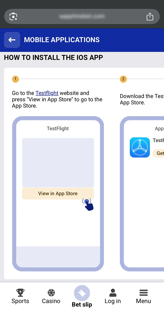 Follow the instructions to install the official SapphireBet Casino app.