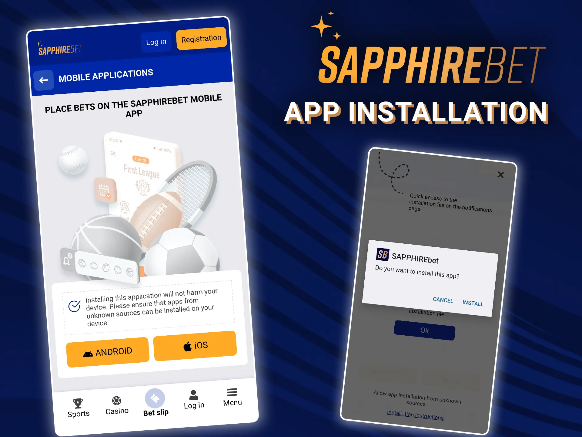 Follow the instructions to install the official SapphireBet app.