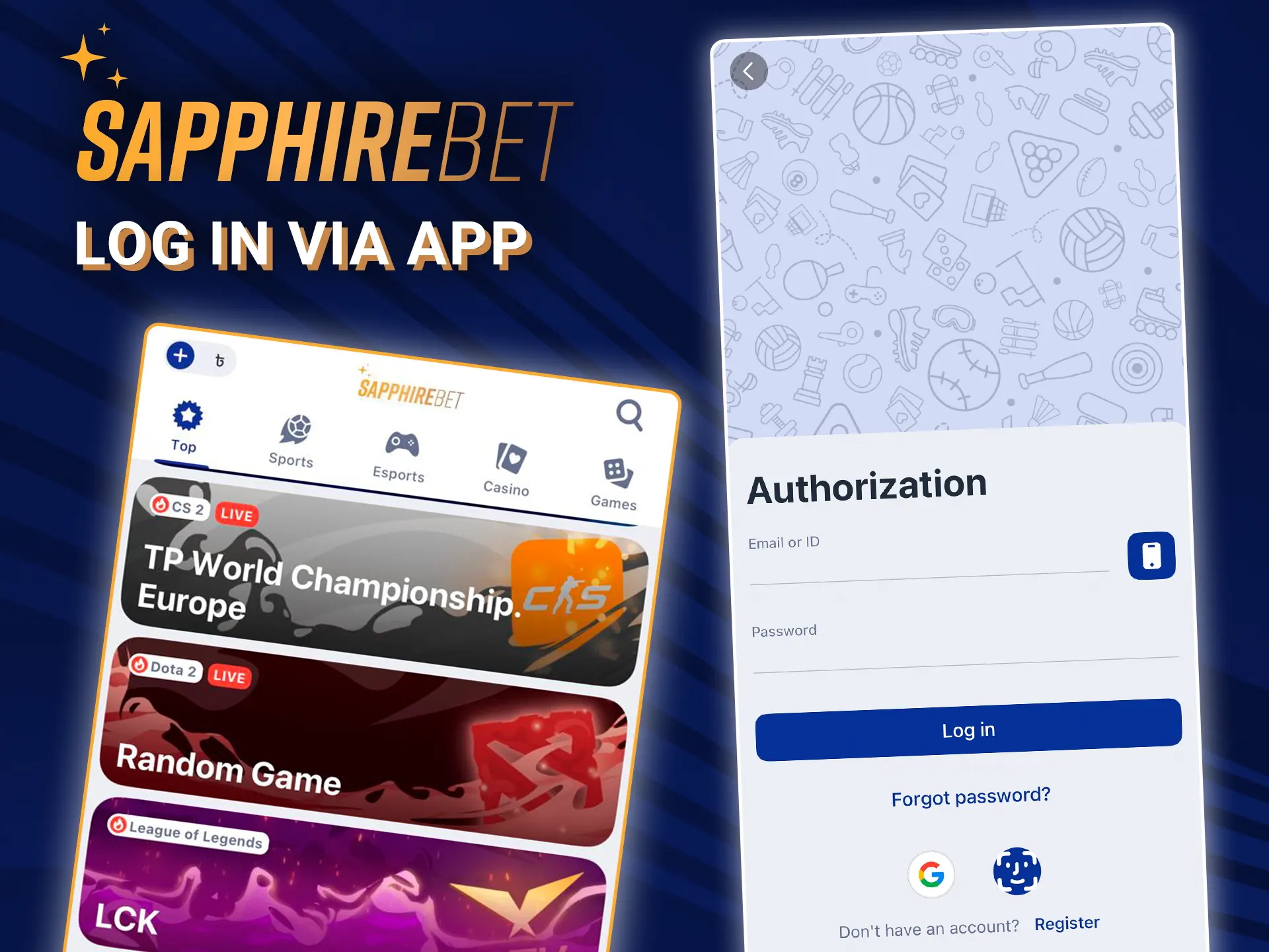Log in to the SapphireBet app and start winning.