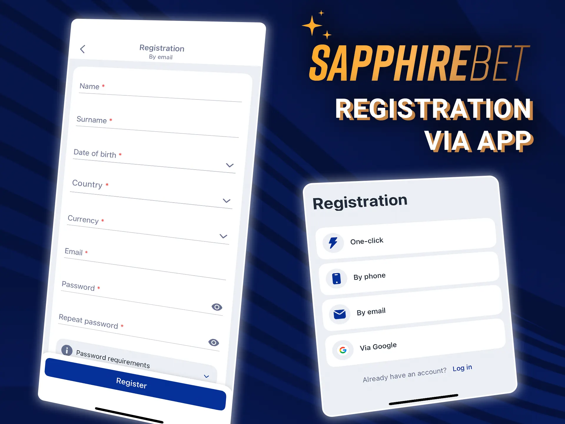 Register via the SapphireBet app and start playing right now.