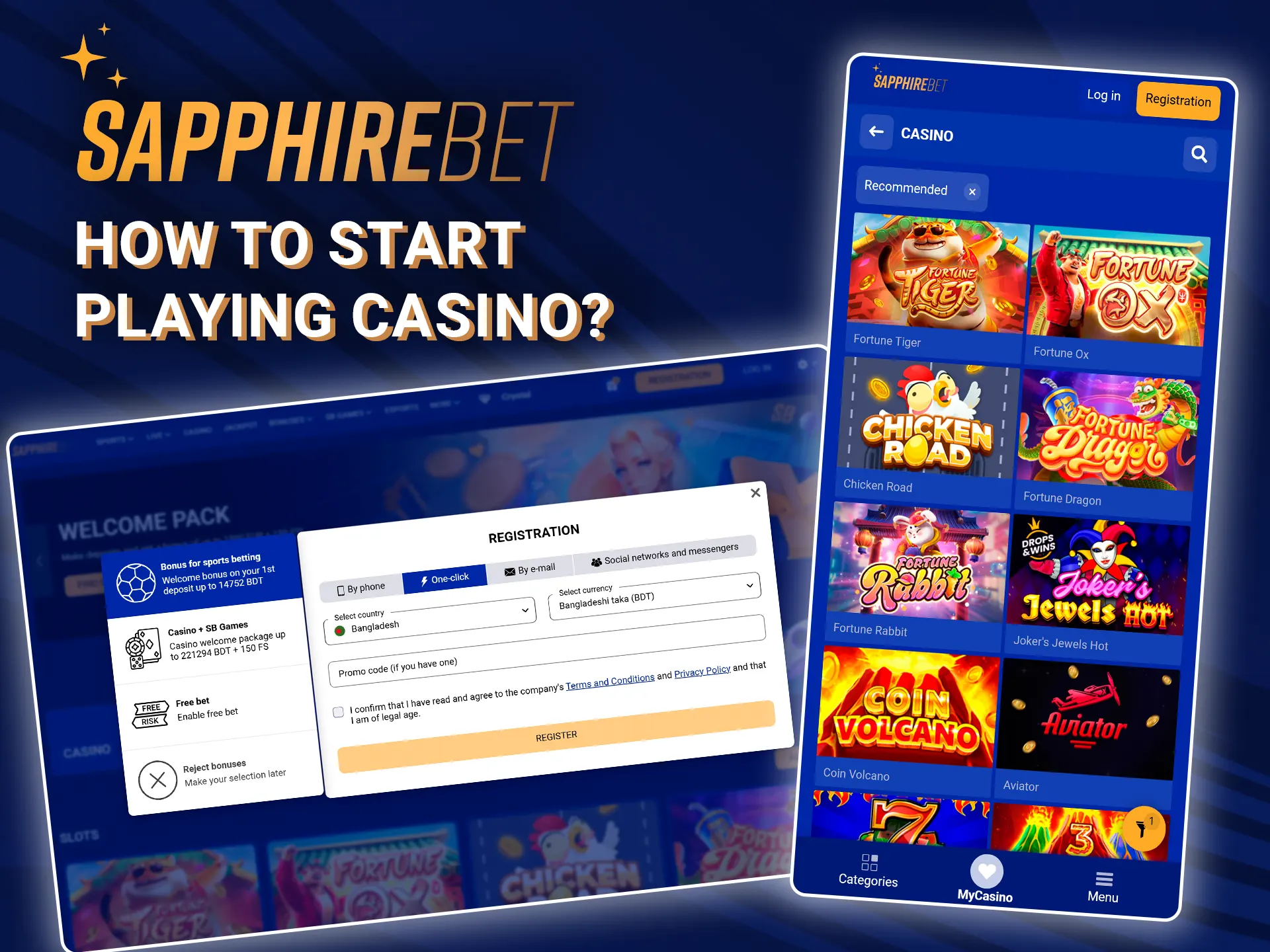 Find out how to start playing at SapphireBet Casino and get your chances to win.
