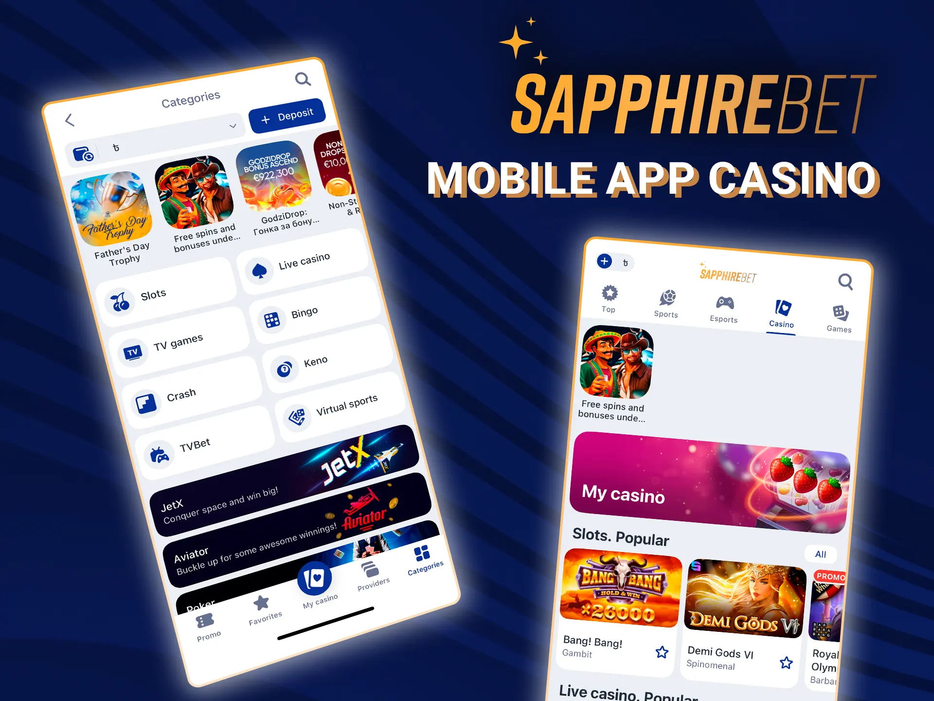 Download the SapphireBet mobile casino app and play your favorite games anytime.