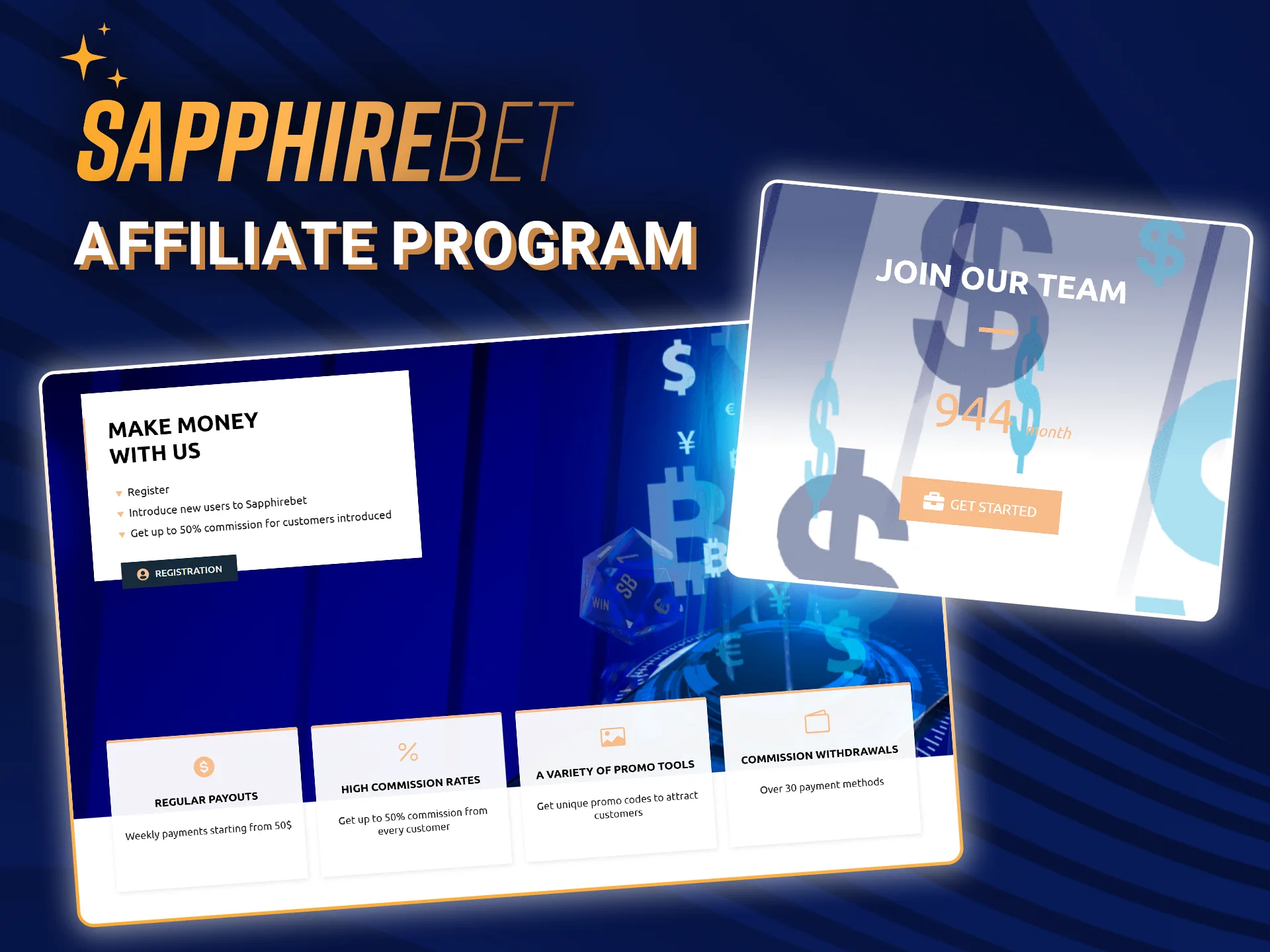 Earn money with SapphireBet through the affiliate program.