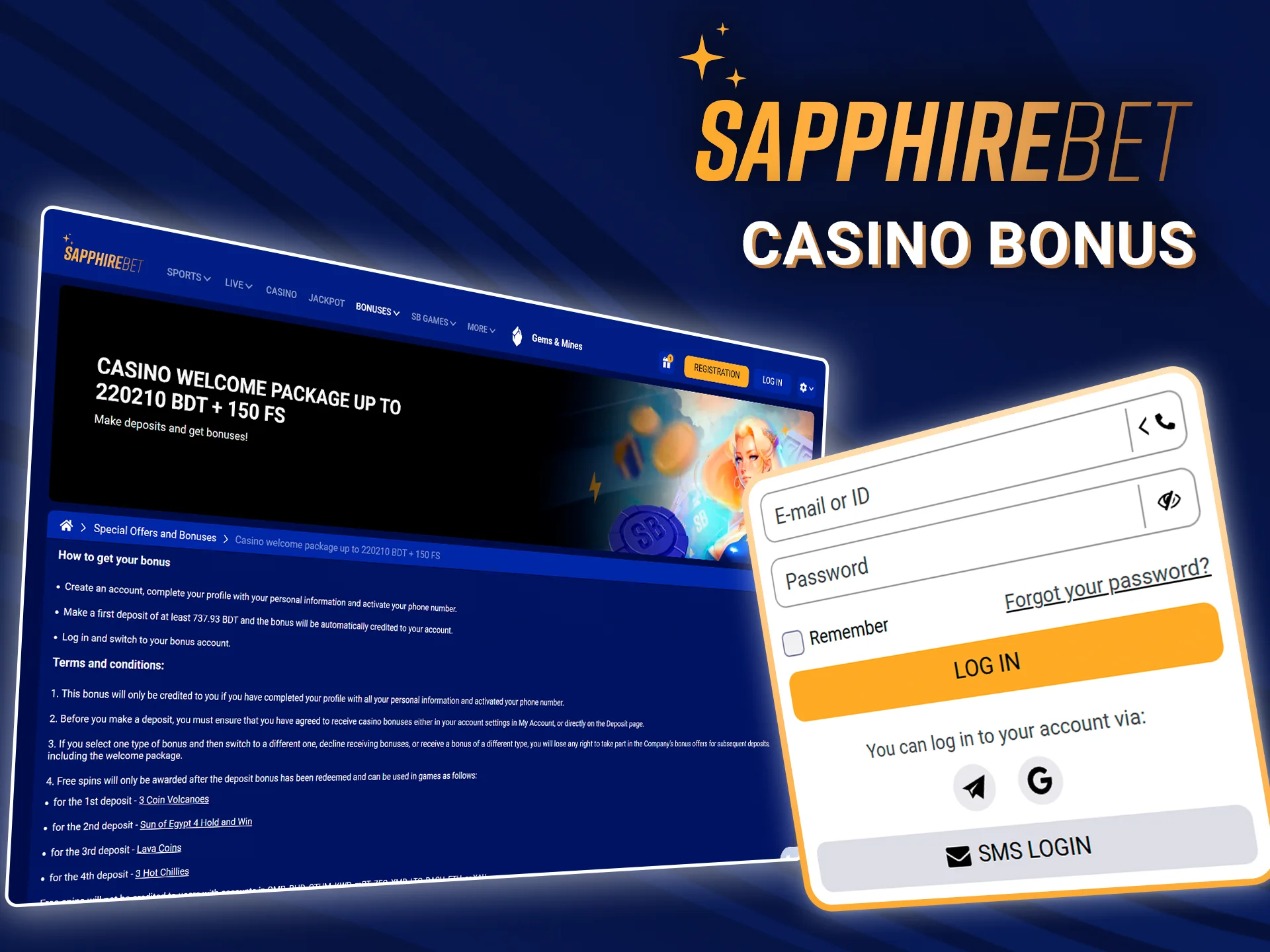 SapphireBet offers a bonus to new casino players.