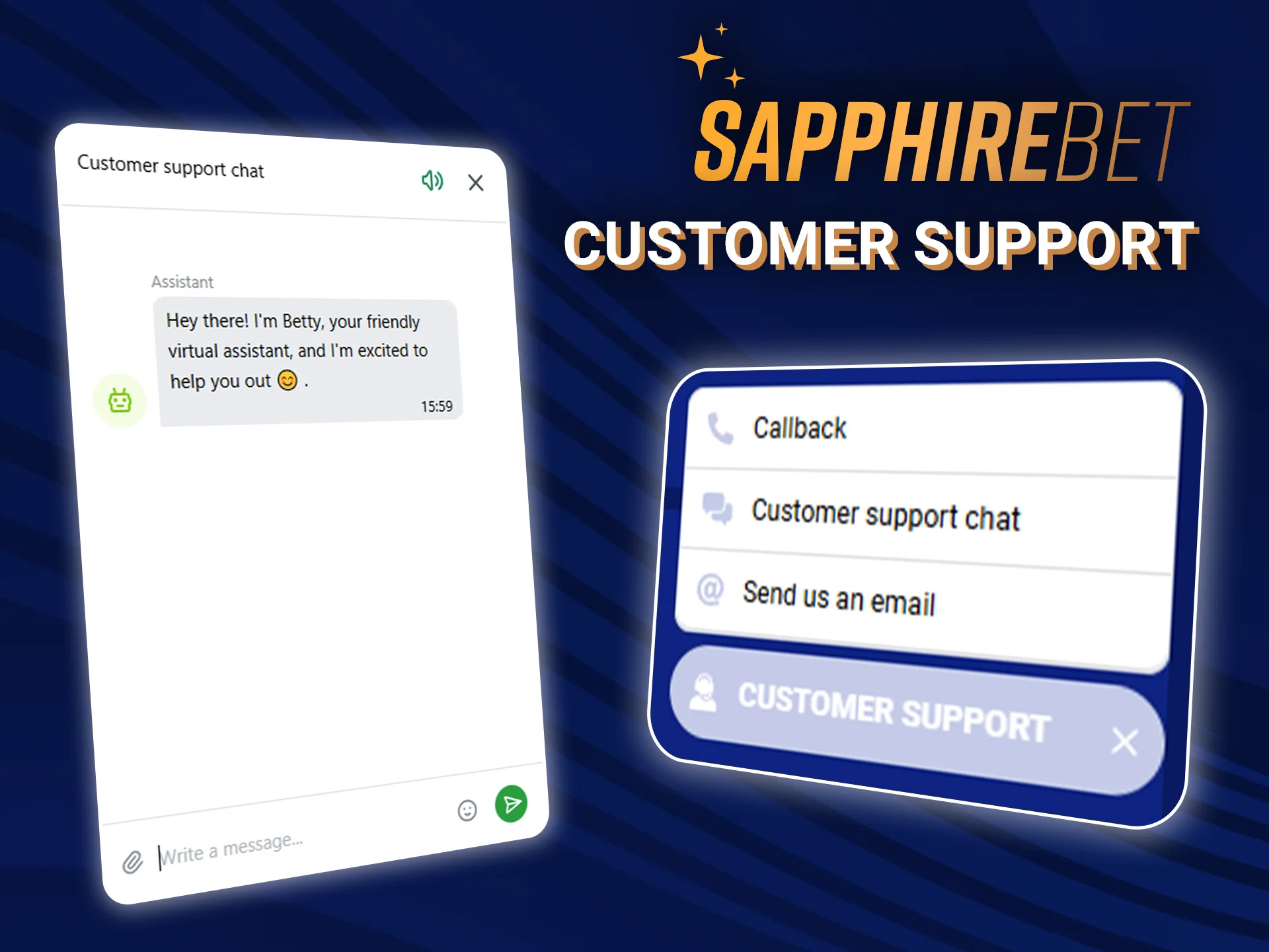 Get help anytime at SapphireBet Casino.