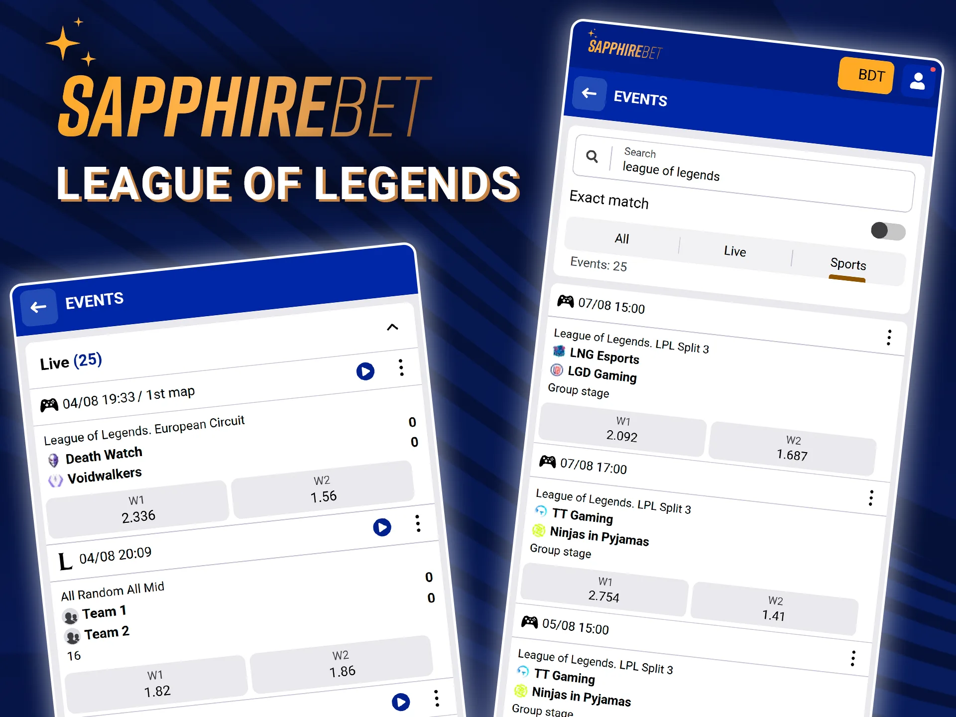 Bet on the best League of Legends matches at SapphireBet.