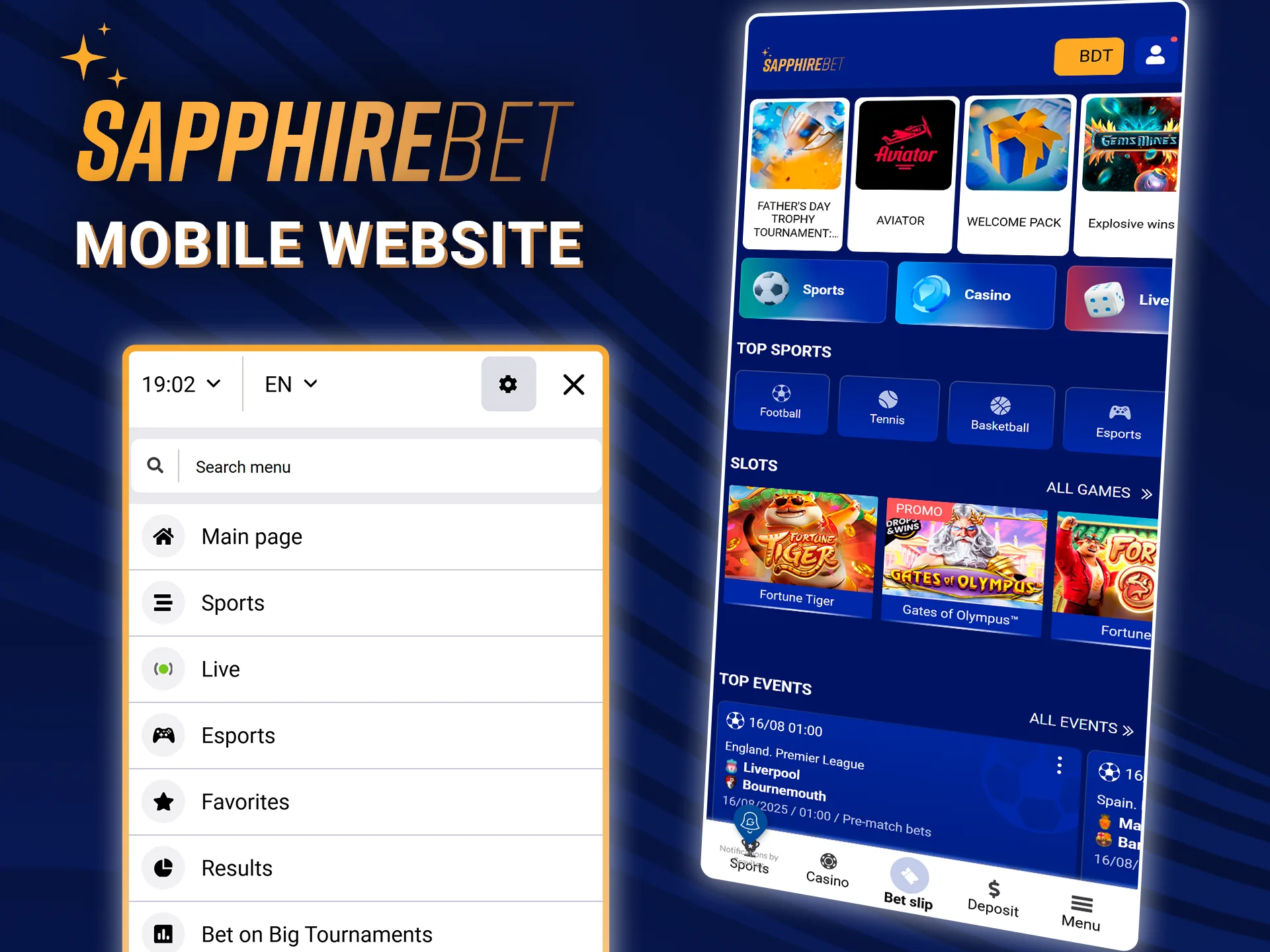 The SapphireBet mobile site is always at your fingertips.