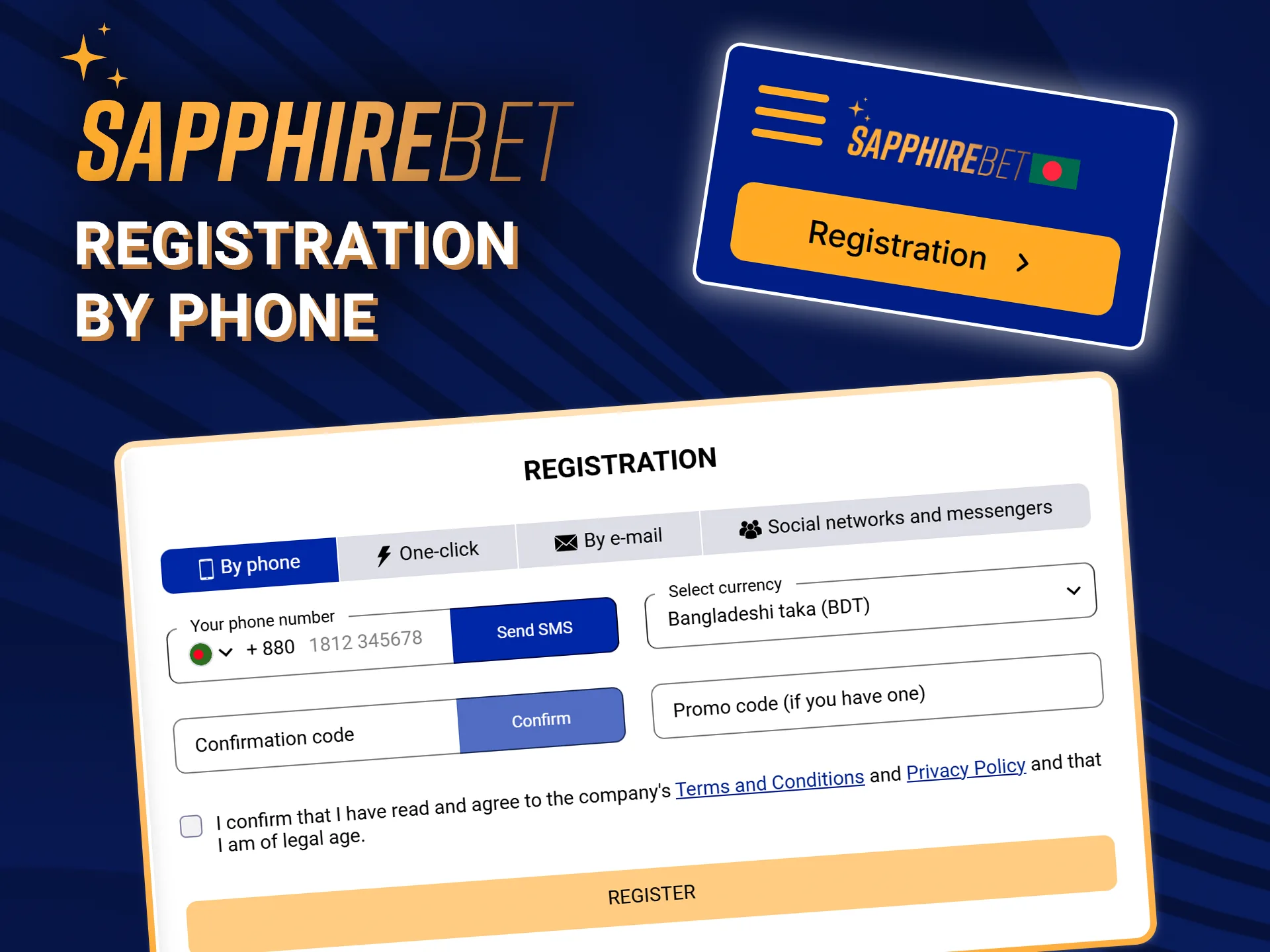 Quick registration by number is available at SapphireBet.