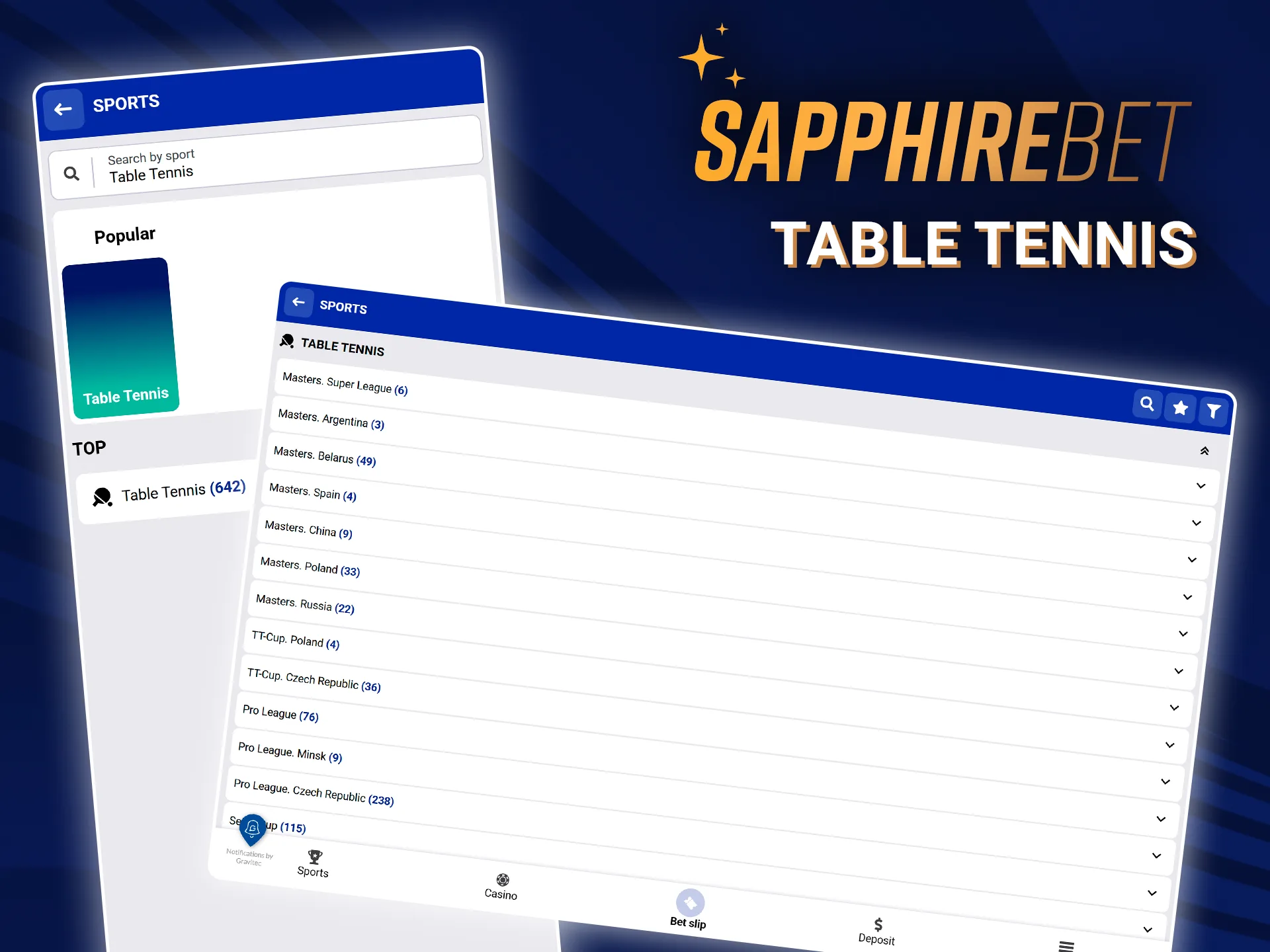 Bet on table tennis and win more often with SapphireBet.