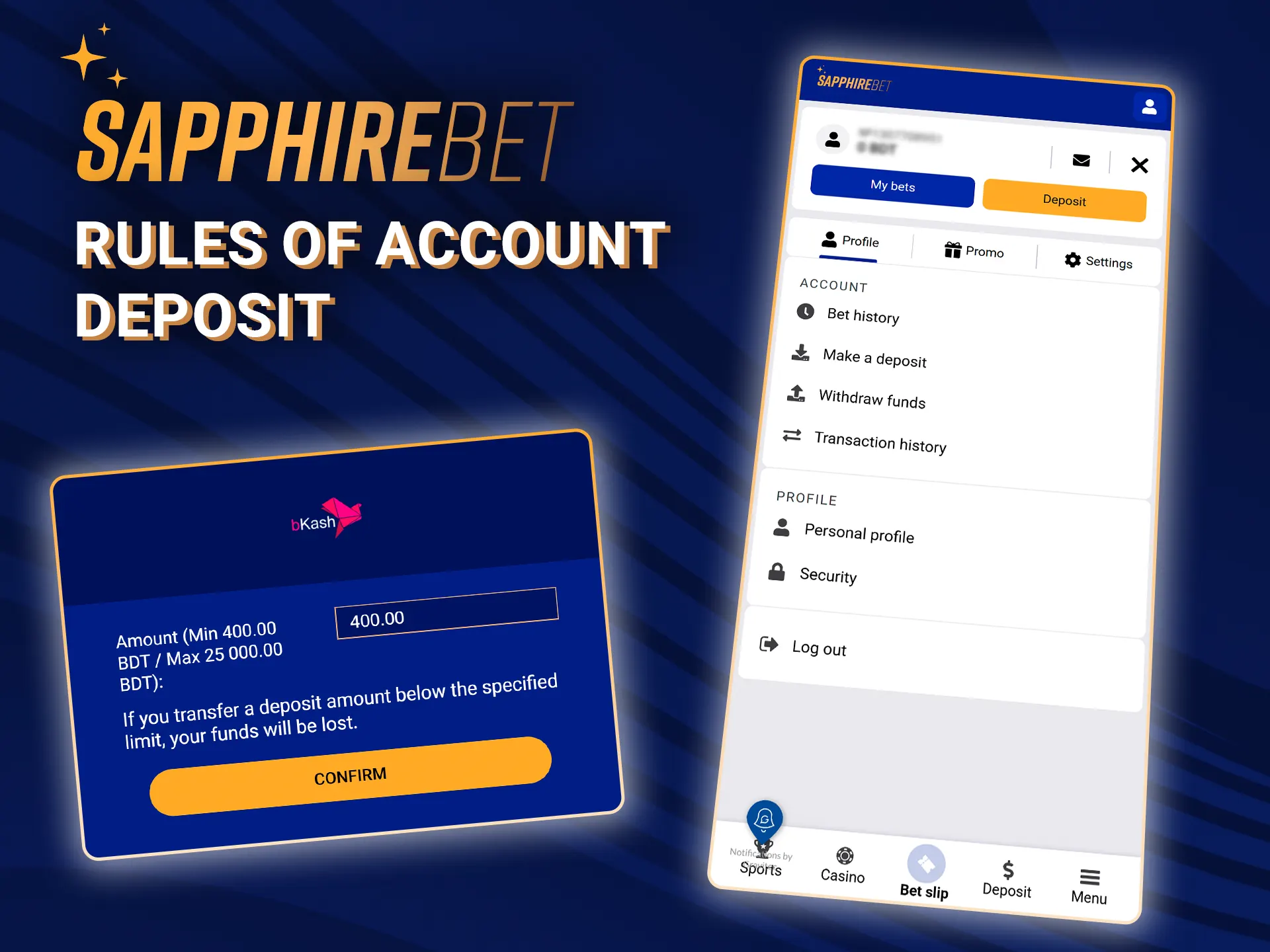 Find out the rules for making a deposit on the SapphireBet website and play without any problems.