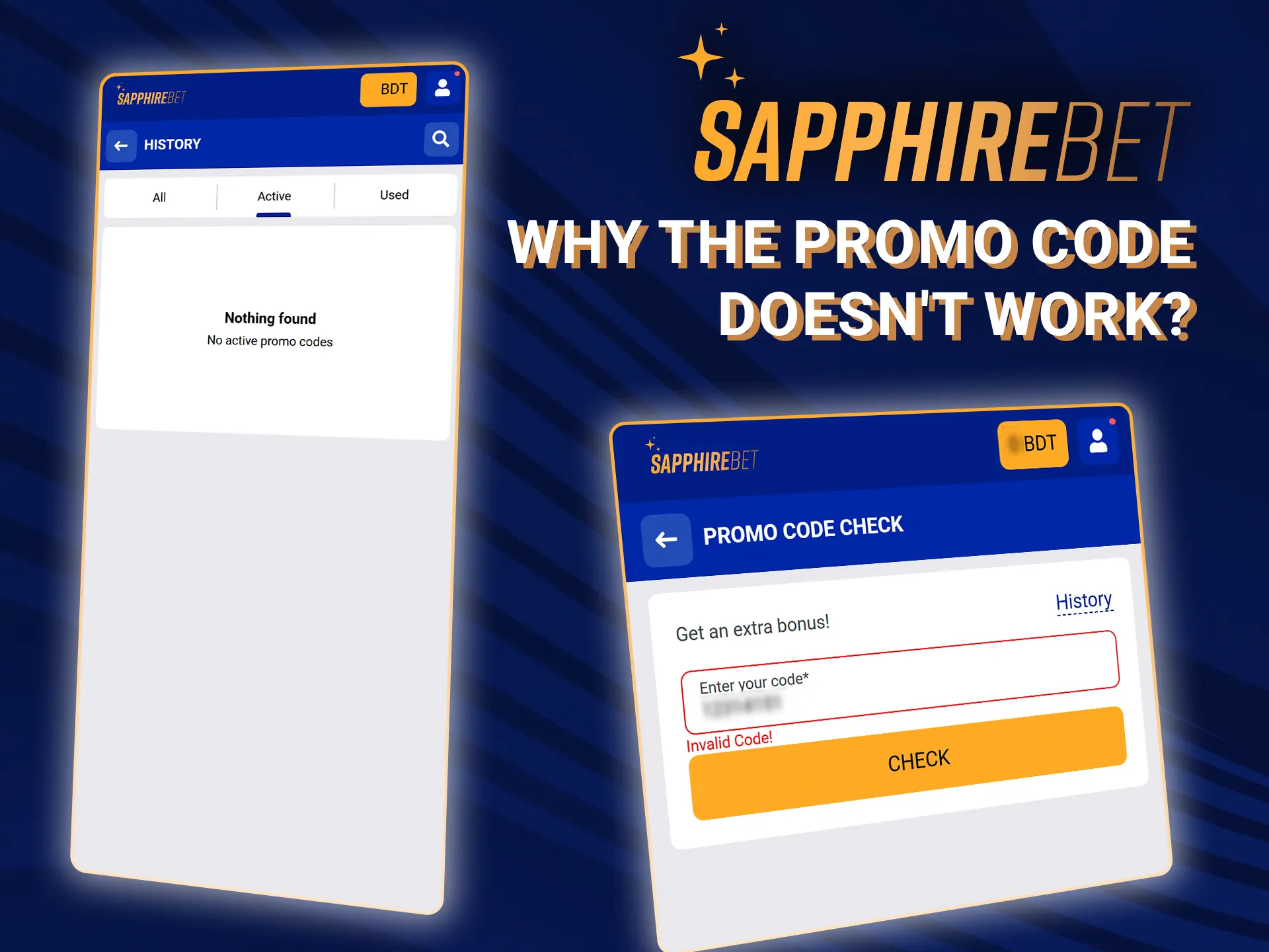 Check out why the promo code at SapphireBet isn't working.