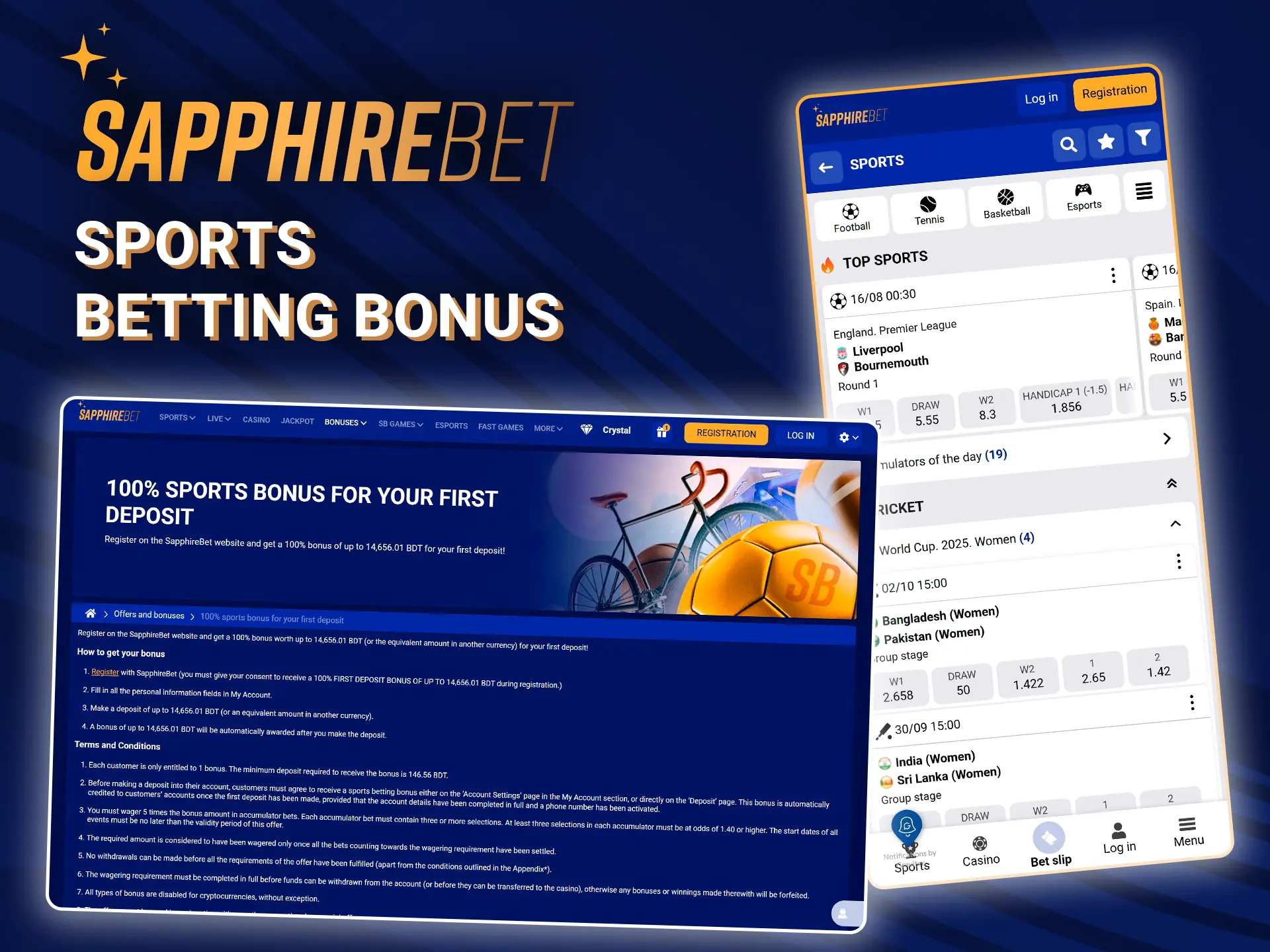 Register with SapphireBet and claim your sports betting bonus.