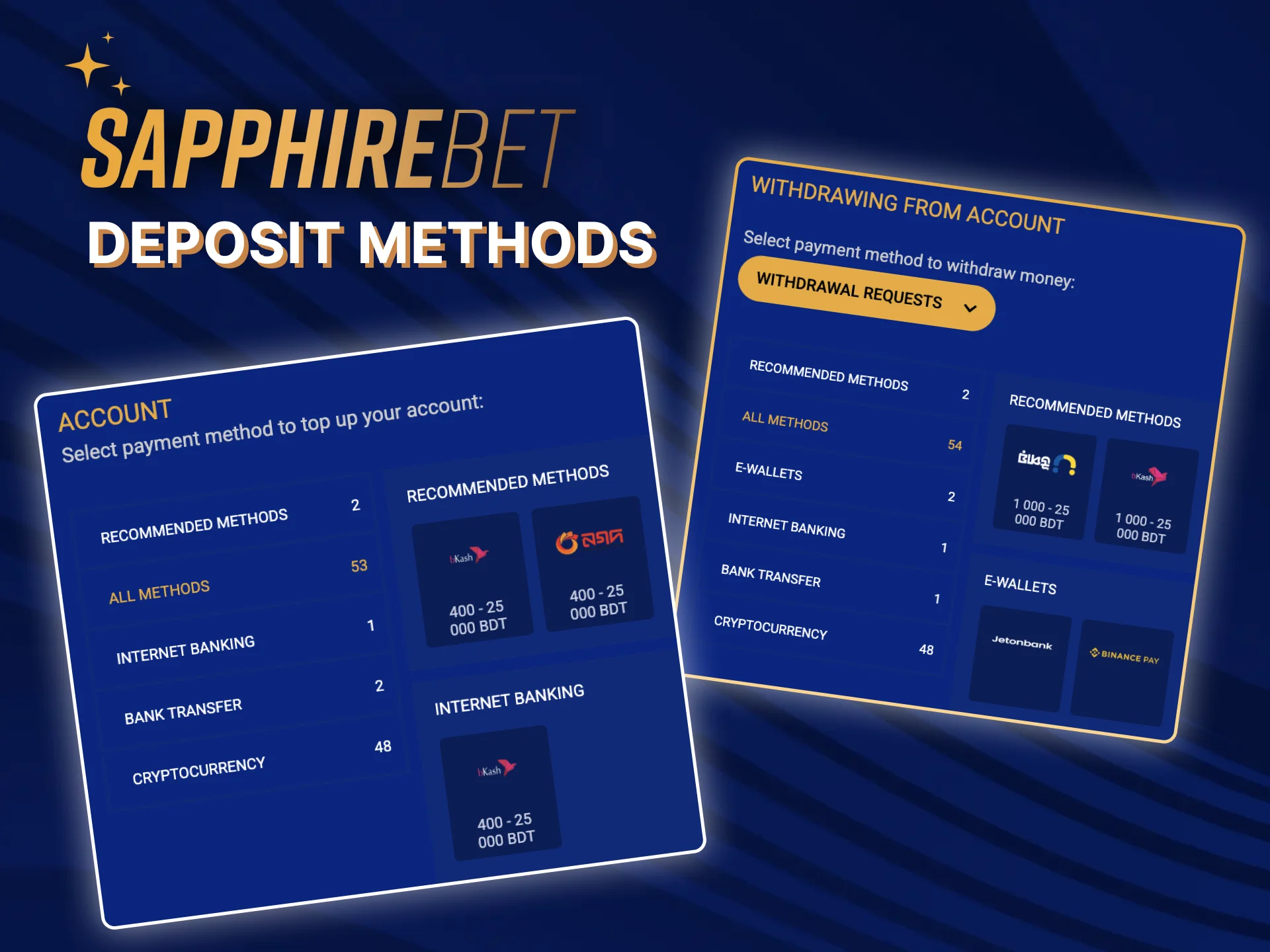 On the official SapphireBet casino website, you can find a convenient way for you to top up your account in order to play and win the aviator game.