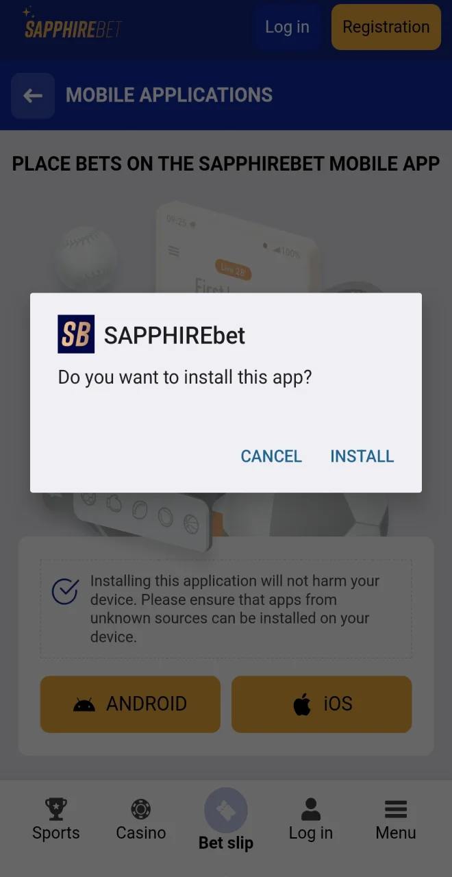 Continue installing the SapphireBet mobile app on your android to predict when the plane will crash and win in the aviator.