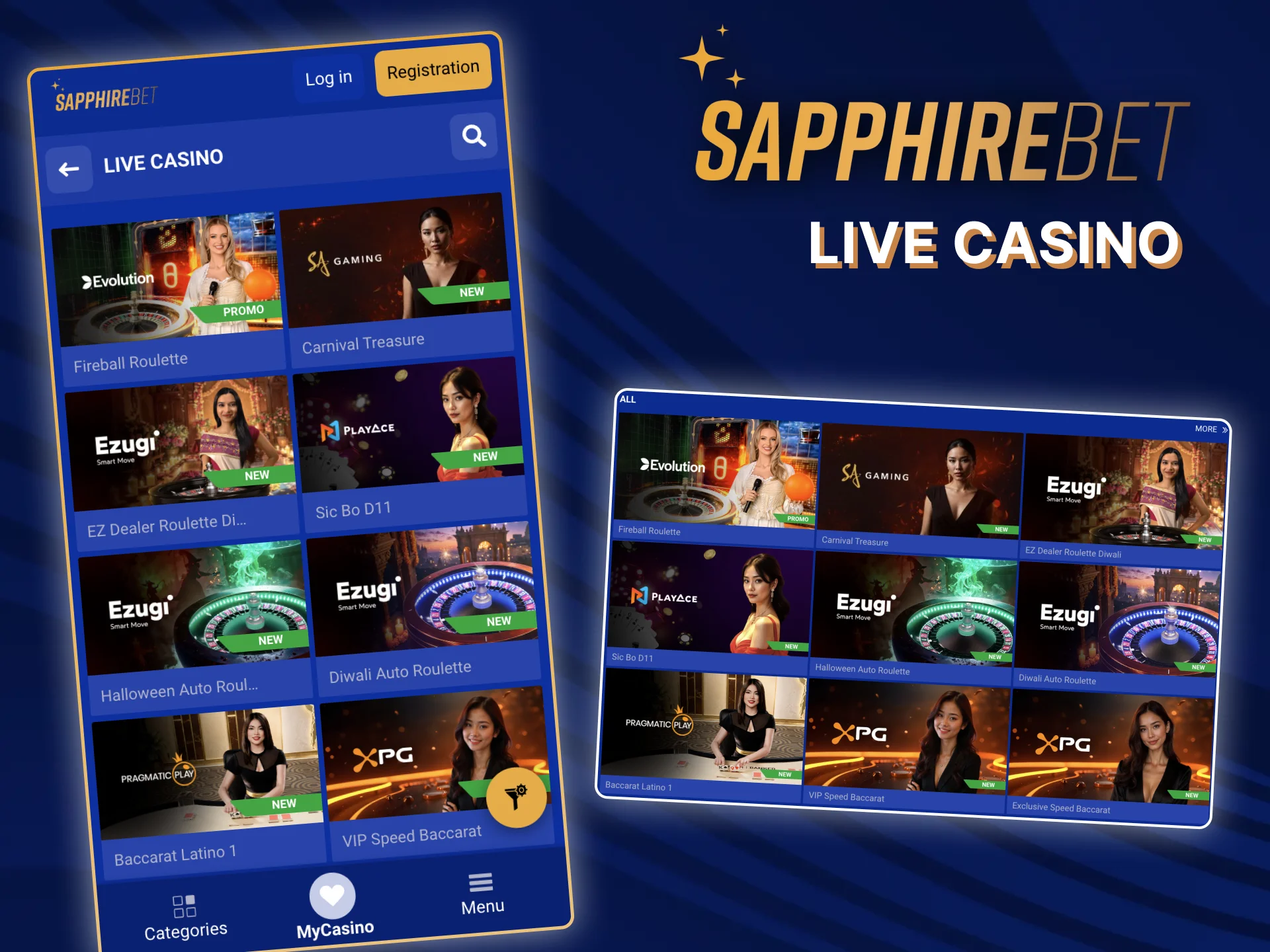 Discover all the variety of games at live casino on SapphireBet.