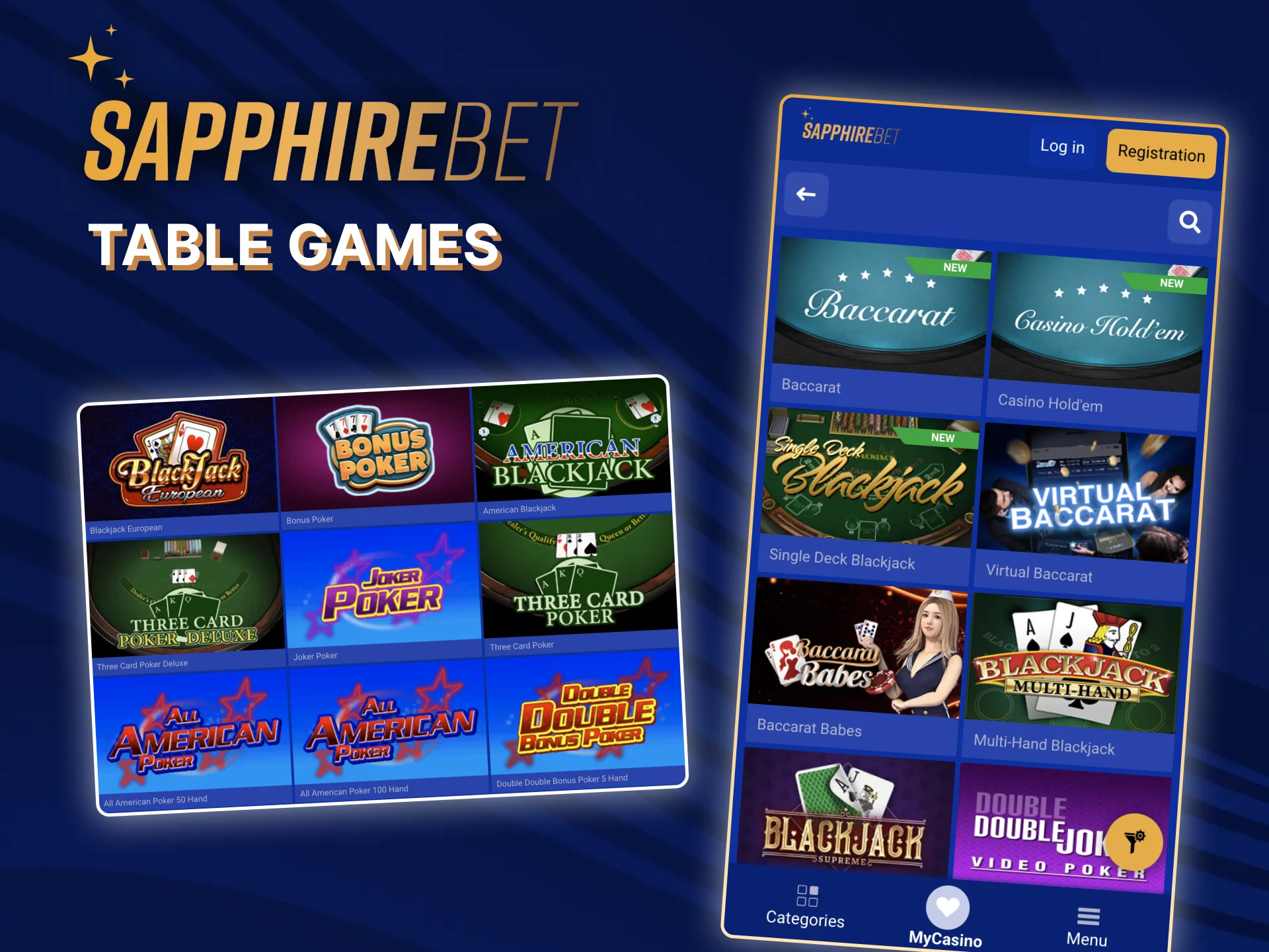 The classic table games on the SapphireBet casino site will give you a lot of fun.