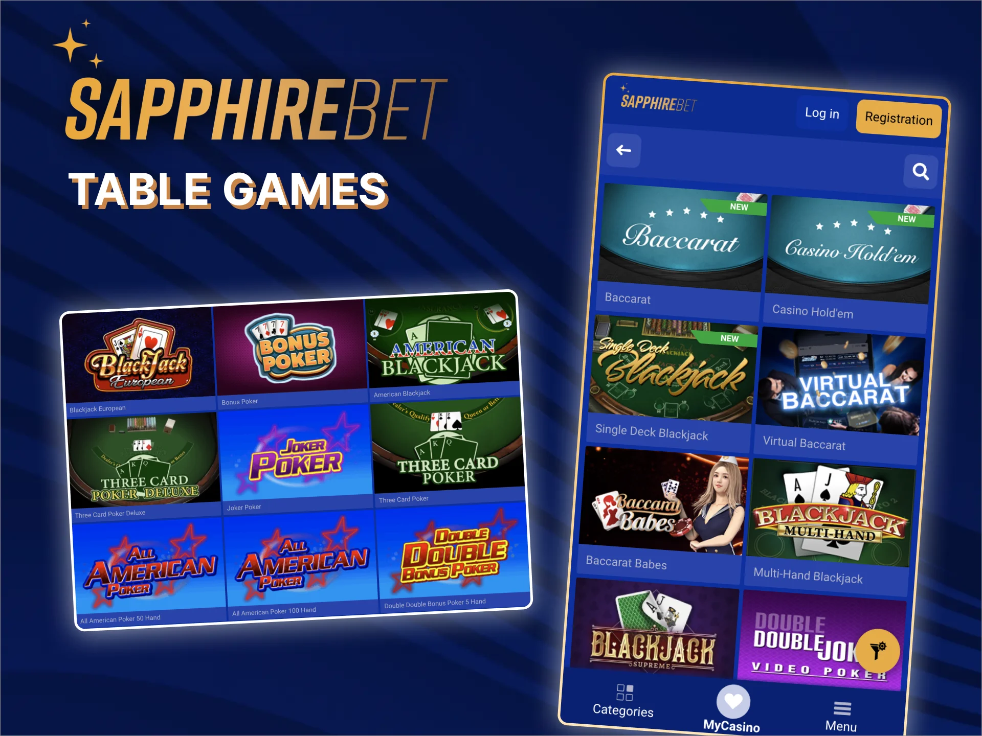 The classic table games on the SapphireBet casino site will give you a lot of fun.