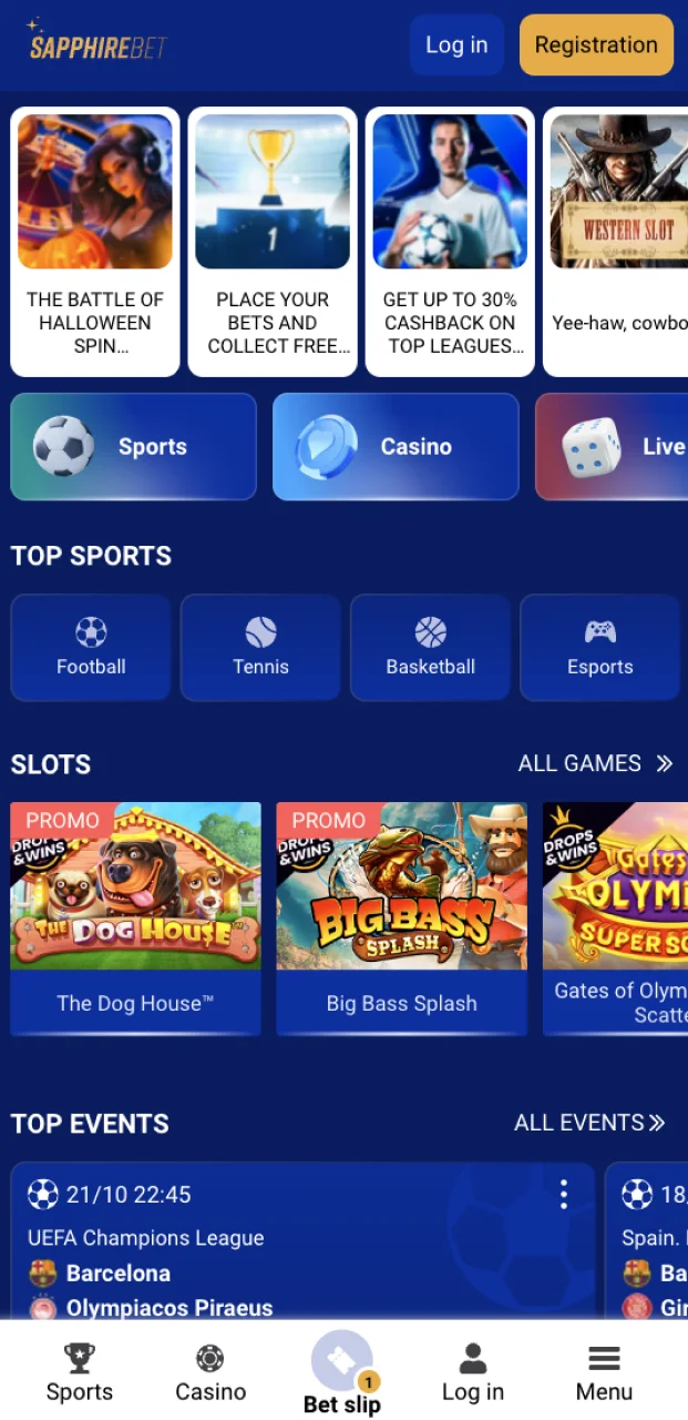 Open the SapphireBet mobile app on your phone to use the promo code.