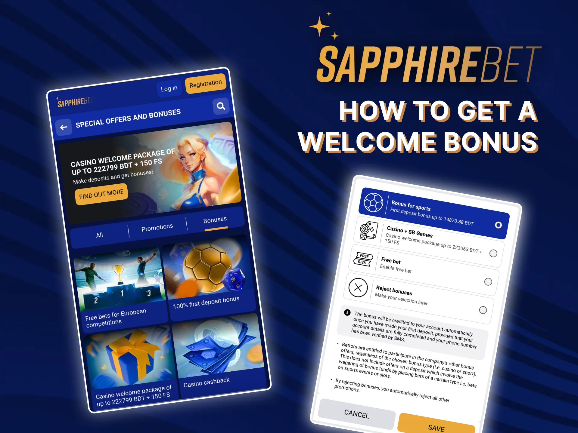 Register on the SapphireBet website and start playing using all benefits, including a welcome bonus.