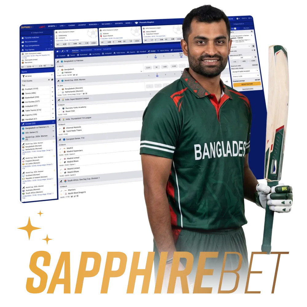 SapphireBet cricket betting with fast payouts in Bangladesh.