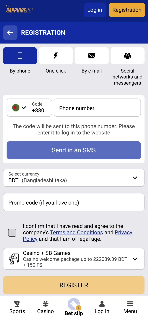 Create SapphireBet account easily without document upload.
