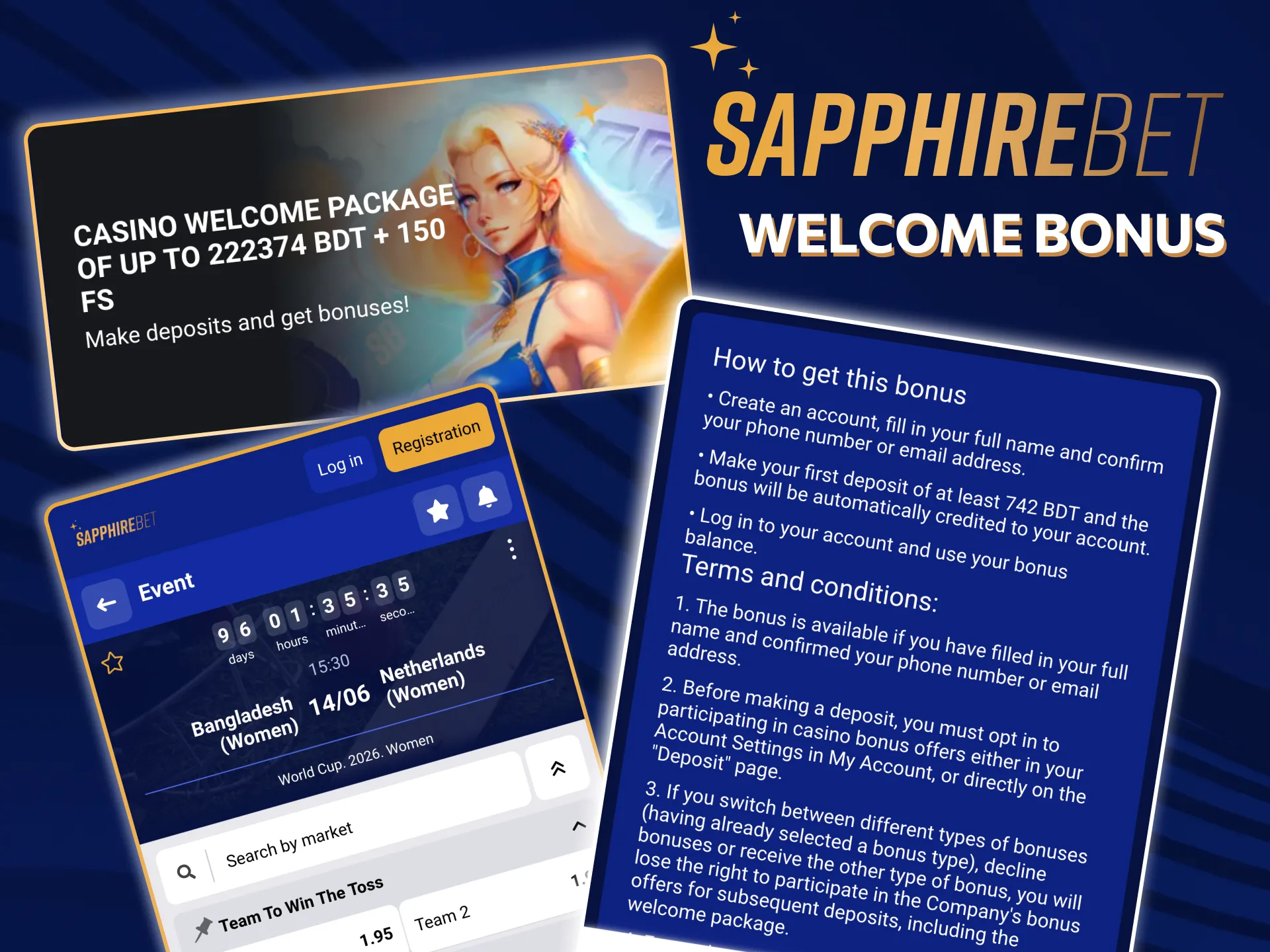 SapphireBet offers cricket betting bonus for new players.
